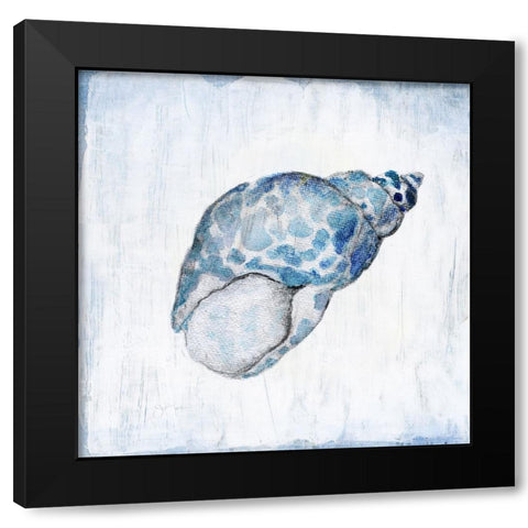 Blue Shell I Black Modern Wood Framed Art Print with Double Matting by Tava Studios