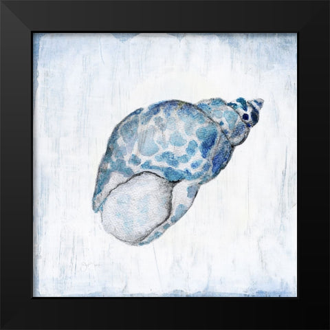 Blue Shell I Black Modern Wood Framed Art Print by Tava Studios