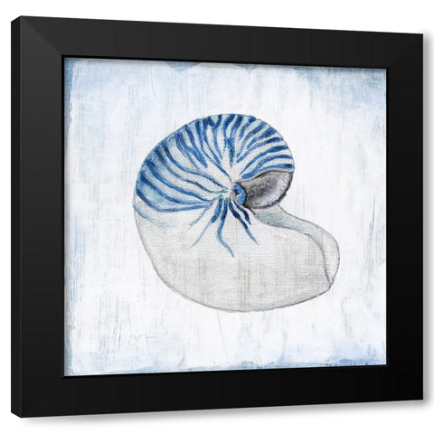 Blue Shell II Black Modern Wood Framed Art Print by Tava Studios