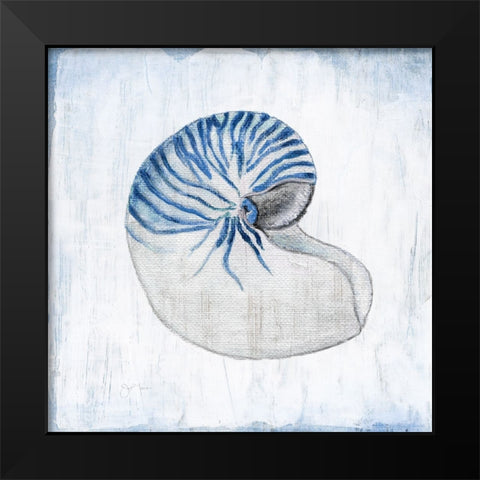 Blue Shell II Black Modern Wood Framed Art Print by Tava Studios