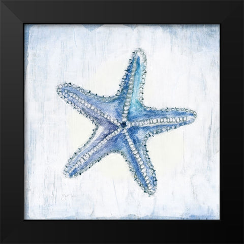 Blue Shell III Black Modern Wood Framed Art Print by Tava Studios