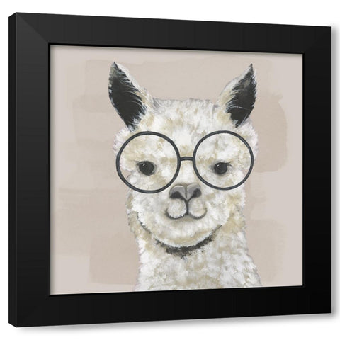 Neutral Llama Glasses Black Modern Wood Framed Art Print by Tava Studios