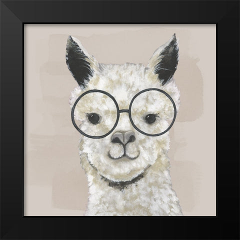 Neutral Llama Glasses Black Modern Wood Framed Art Print by Tava Studios