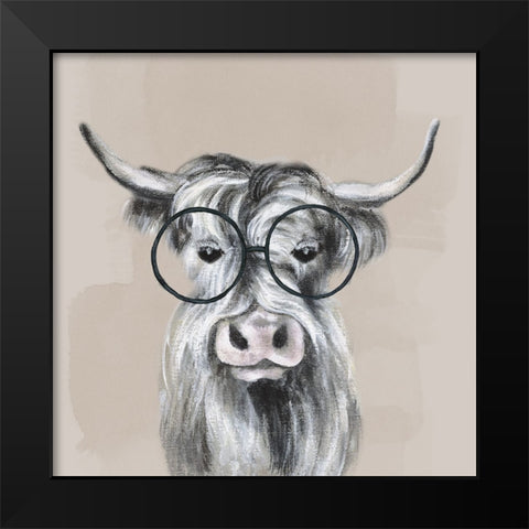 Neutral Cow Glasses Black Modern Wood Framed Art Print by Tava Studios