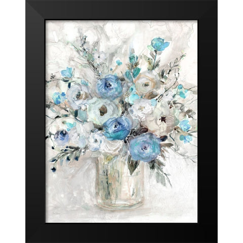 Blue Contemporary Bouquet Black Modern Wood Framed Art Print by Robinson, Carol