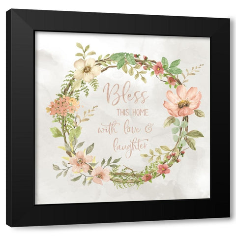 Summers Promise Wreath Black Modern Wood Framed Art Print with Double Matting by Nan