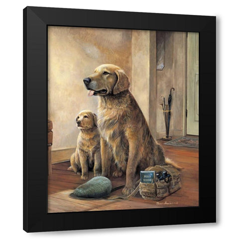 Trail Buddies Black Modern Wood Framed Art Print by Manning, Ruane