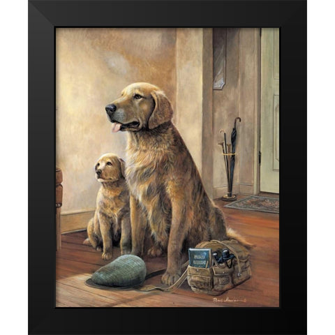 Trail Buddies Black Modern Wood Framed Art Print by Manning, Ruane