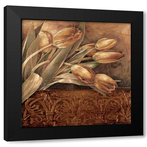 Copper Tulips II Black Modern Wood Framed Art Print by Thompson, Linda