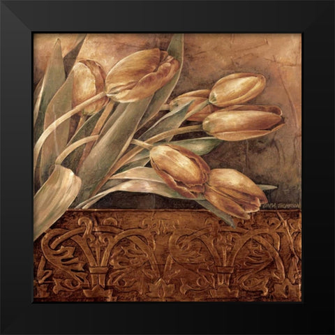 Copper Tulips II Black Modern Wood Framed Art Print by Thompson, Linda