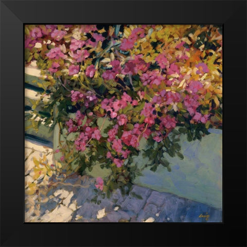 Steps and Summer Flowers Black Modern Wood Framed Art Print by Craig, Philip