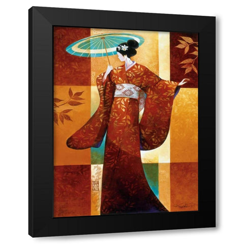 Misaki Black Modern Wood Framed Art Print with Double Matting by Mallett, Keith