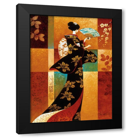 Sakura Black Modern Wood Framed Art Print with Double Matting by Mallett, Keith