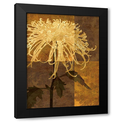 Golden Mums I Black Modern Wood Framed Art Print by Mallett, Keith