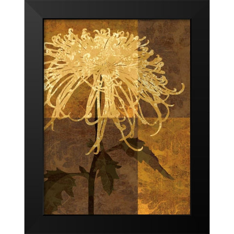 Golden Mums I Black Modern Wood Framed Art Print by Mallett, Keith