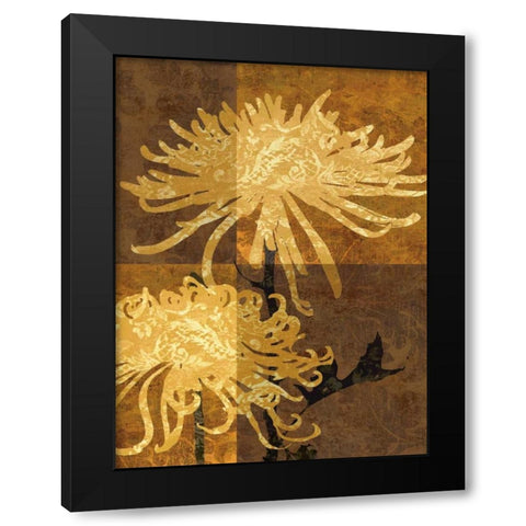 Golden Mums II Black Modern Wood Framed Art Print with Double Matting by Mallett, Keith