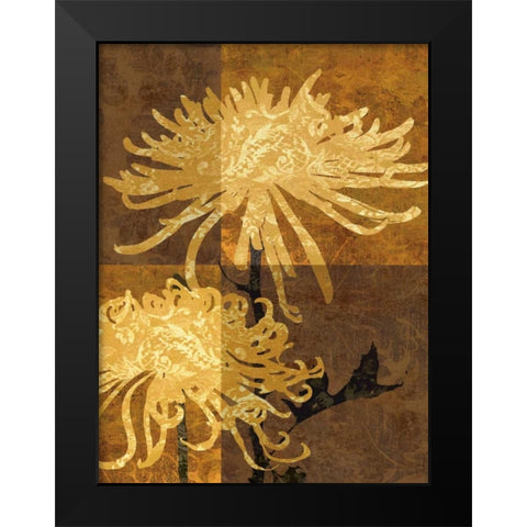Golden Mums II Black Modern Wood Framed Art Print by Mallett, Keith