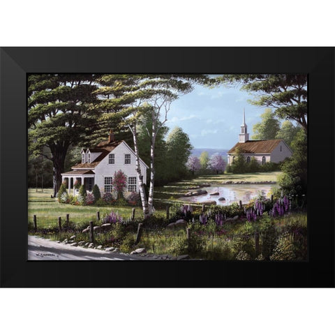Wildflowers Black Modern Wood Framed Art Print by Saunders, Bill
