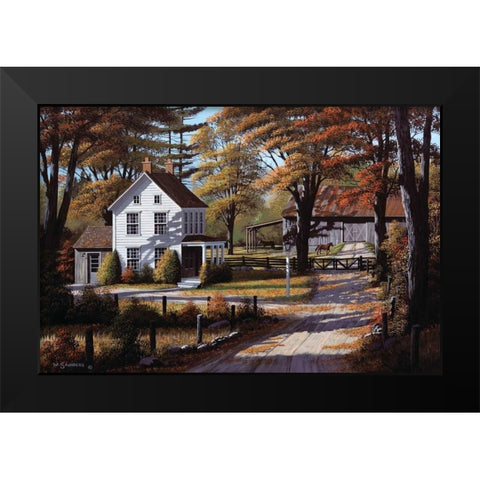 Rustling Leaves Black Modern Wood Framed Art Print by Saunders, Bill