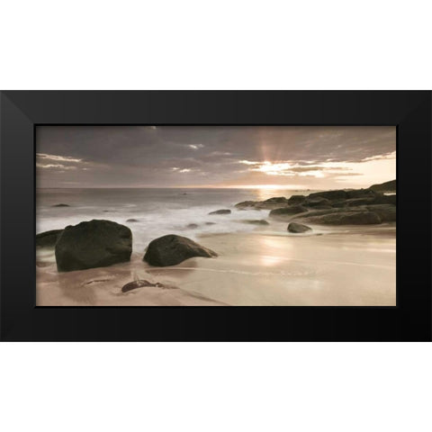 Midnight Sunset Black Modern Wood Framed Art Print by Frank, Assaf