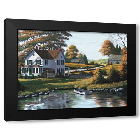 Along the Riverbank Black Modern Wood Framed Art Print with Double Matting by Saunders, Bill