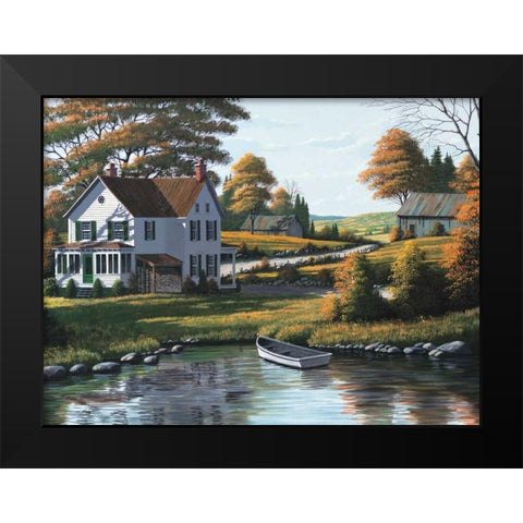 Along the Riverbank Black Modern Wood Framed Art Print by Saunders, Bill