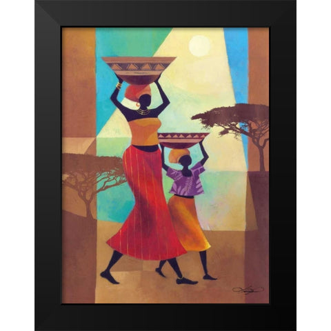 Mothers Helper Black Modern Wood Framed Art Print by Mallett, Keith