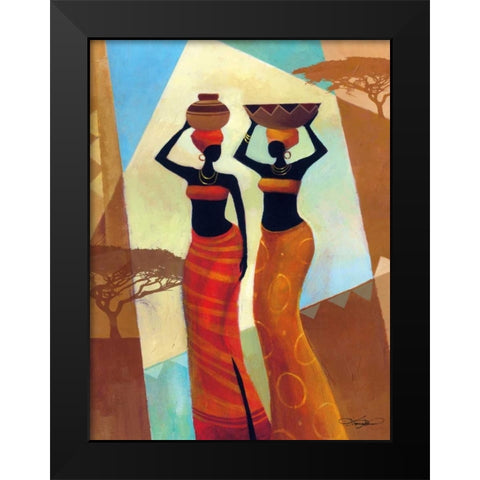 Sisters Black Modern Wood Framed Art Print by Mallett, Keith