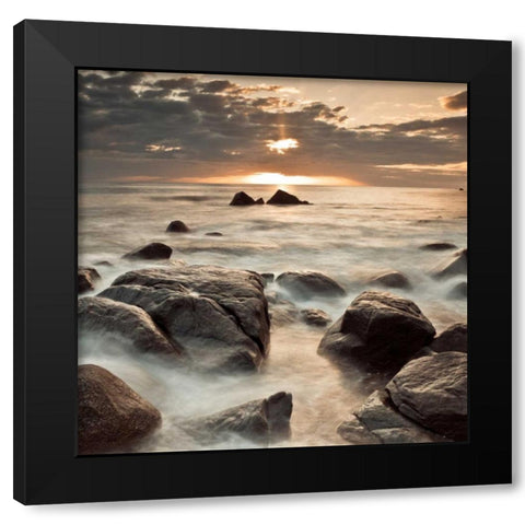 Midnight Sunrise Black Modern Wood Framed Art Print by Frank, Assaf
