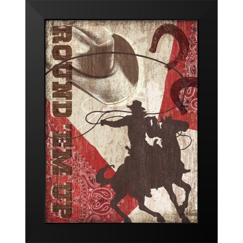 Round Em Up Black Modern Wood Framed Art Print by Venter, Tandi