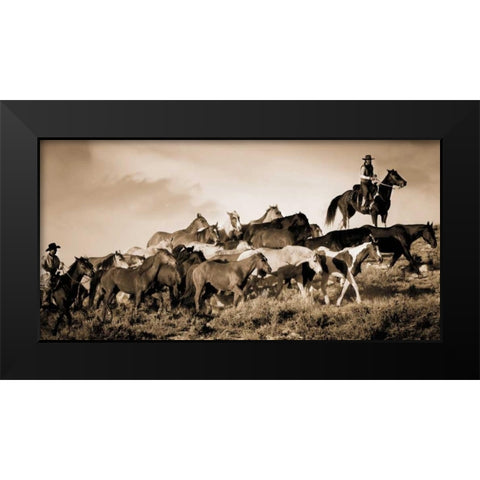 Gathering The Herd Black Modern Wood Framed Art Print by Caro, Wendy