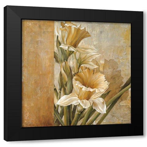 Champagne Daffodils II Black Modern Wood Framed Art Print by Thompson, Linda