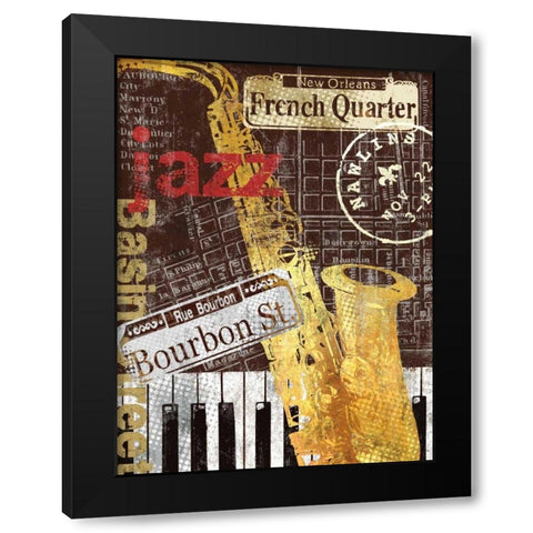 Nawlins Black Modern Wood Framed Art Print with Double Matting by Mallett, Keith