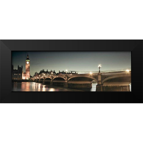 London Lights Black Modern Wood Framed Art Print by Frank, Assaf