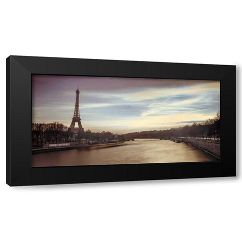 Paris Sunset Black Modern Wood Framed Art Print by Frank, Assaf