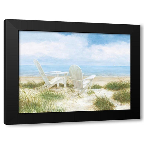 Beach Chairs Black Modern Wood Framed Art Print by Fisk, Arnie