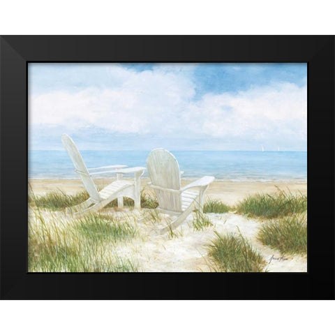 Beach Chairs Black Modern Wood Framed Art Print by Fisk, Arnie