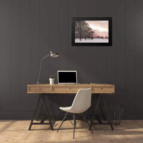 Rosy Sunset Black Modern Wood Framed Art Print by Frank, Assaf
