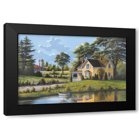 Yellow House Black Modern Wood Framed Art Print by Saunders, Bill