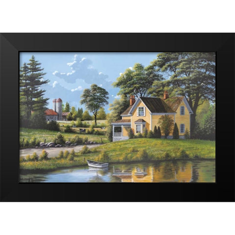 Yellow House Black Modern Wood Framed Art Print by Saunders, Bill