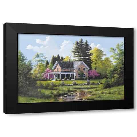 Rippling Stream Black Modern Wood Framed Art Print by Saunders, Bill