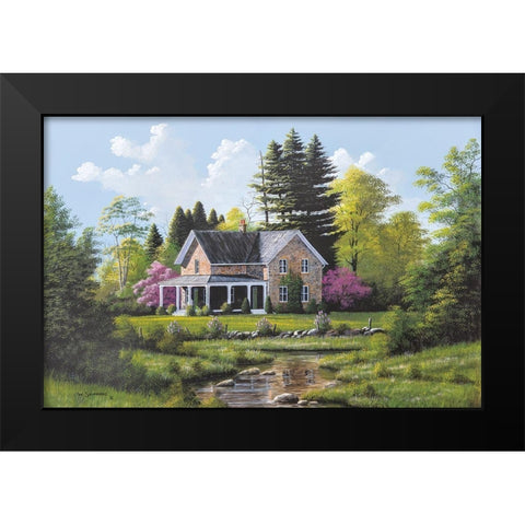 Rippling Stream Black Modern Wood Framed Art Print by Saunders, Bill
