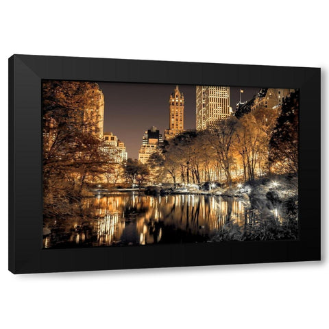 Central Park Glow Black Modern Wood Framed Art Print by Frank, Assaf