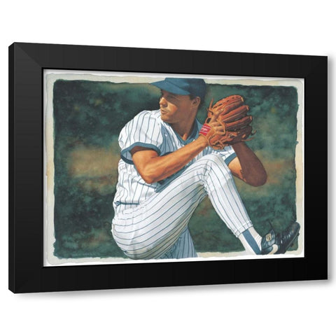 The Art of Baseball - The Pitcher Black Modern Wood Framed Art Print by Green, Glen