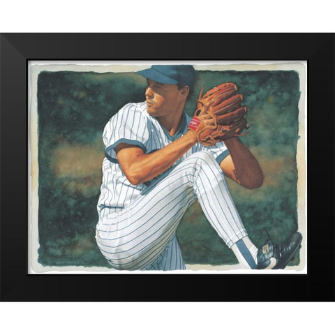 The Art of Baseball - The Pitcher Black Modern Wood Framed Art Print by Green, Glen
