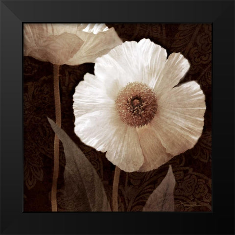 Paisley Poppy II Black Modern Wood Framed Art Print by Mallett, Keith