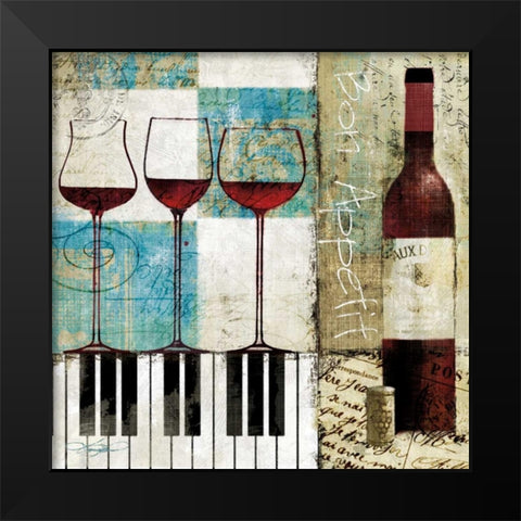 Bon Appetit Black Modern Wood Framed Art Print by Mallett, Keith