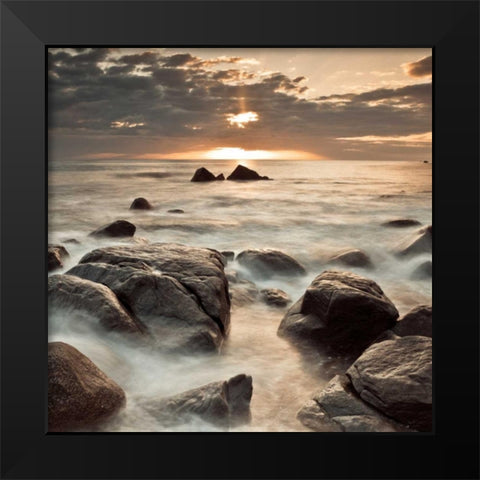 Midnight Sunrise Black Modern Wood Framed Art Print by Frank, Assaf