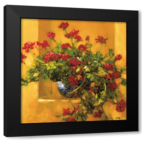 Ivy Geraniums Black Modern Wood Framed Art Print by Craig, Philip
