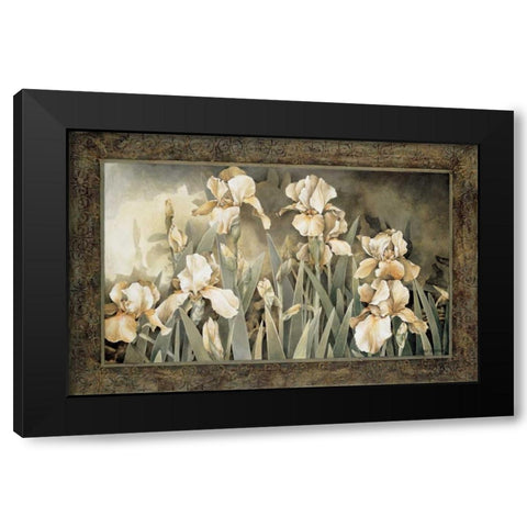 Field of Irises Black Modern Wood Framed Art Print with Double Matting by Thompson, Linda